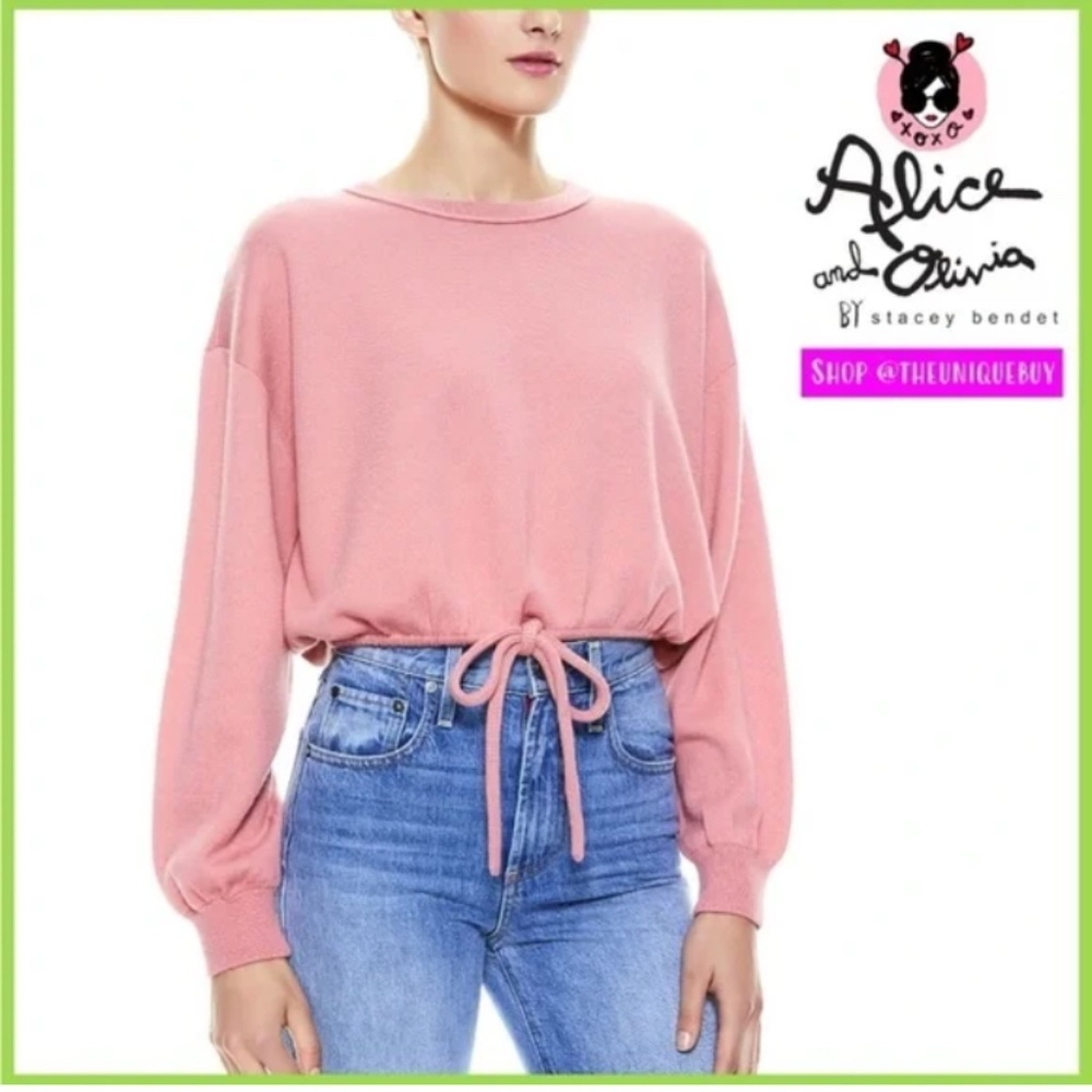 Alice + Olivia Bernetta Pink Cashmere Wool Blend Streetwear Sweater Size Small